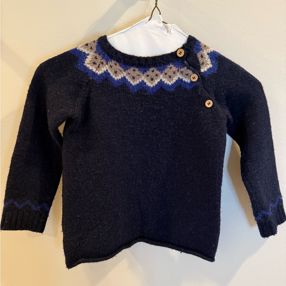 Boys Navy Blue Patterned Sweater BONTON
